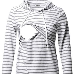 Hooded Nursing Long-Sleeve Shirt